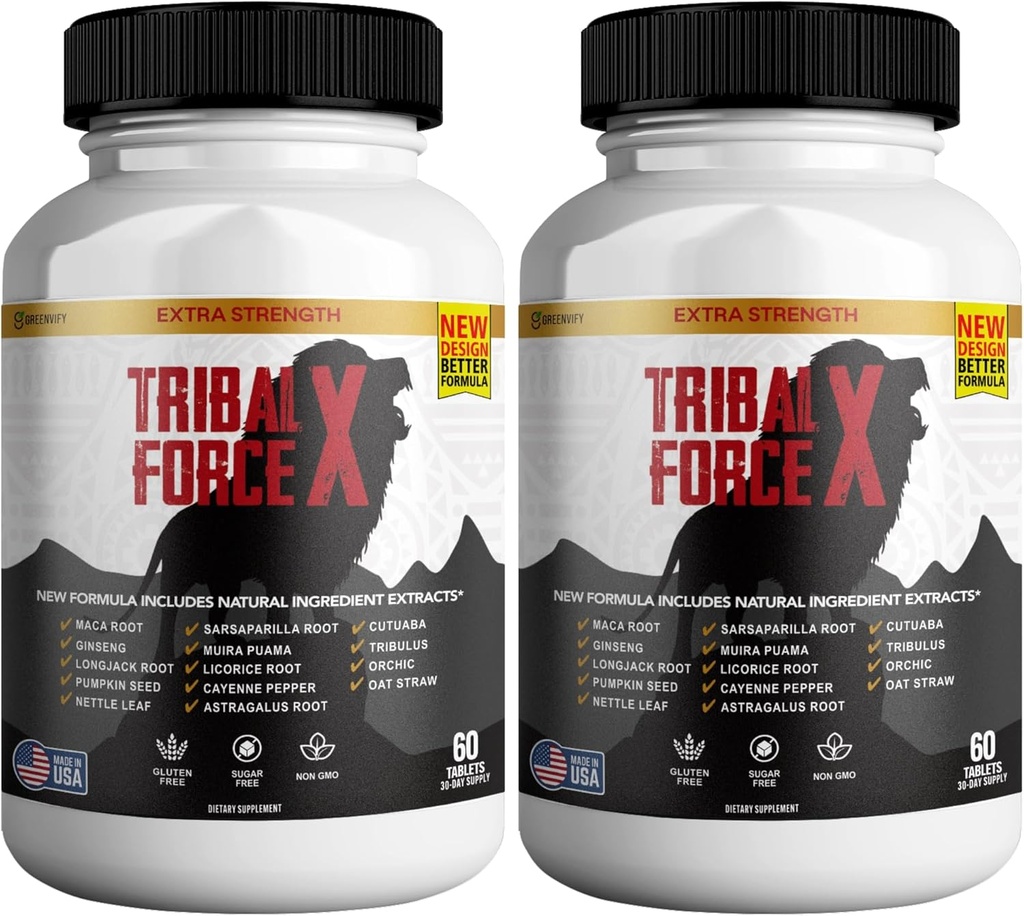 Φυλετική Δύναμη X Extra Strength Φυσικό Συμπλήρωμα, 60 δισκία, Χωρίς γλουτένη, Μη ΓΤΟ, 30 ημέρες προσφοράς (2)