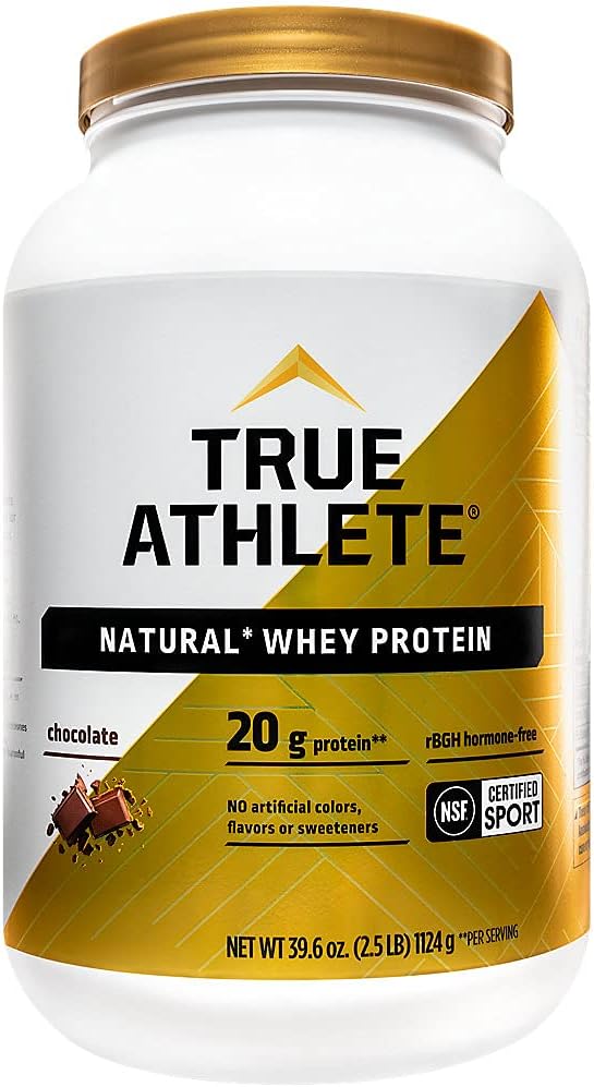 Gerçek Sporcu Doğal Whey proteini - Çikolata, hizmet başına 20g - Digestive Health, Hormon Free (2.5 Pound Toz)