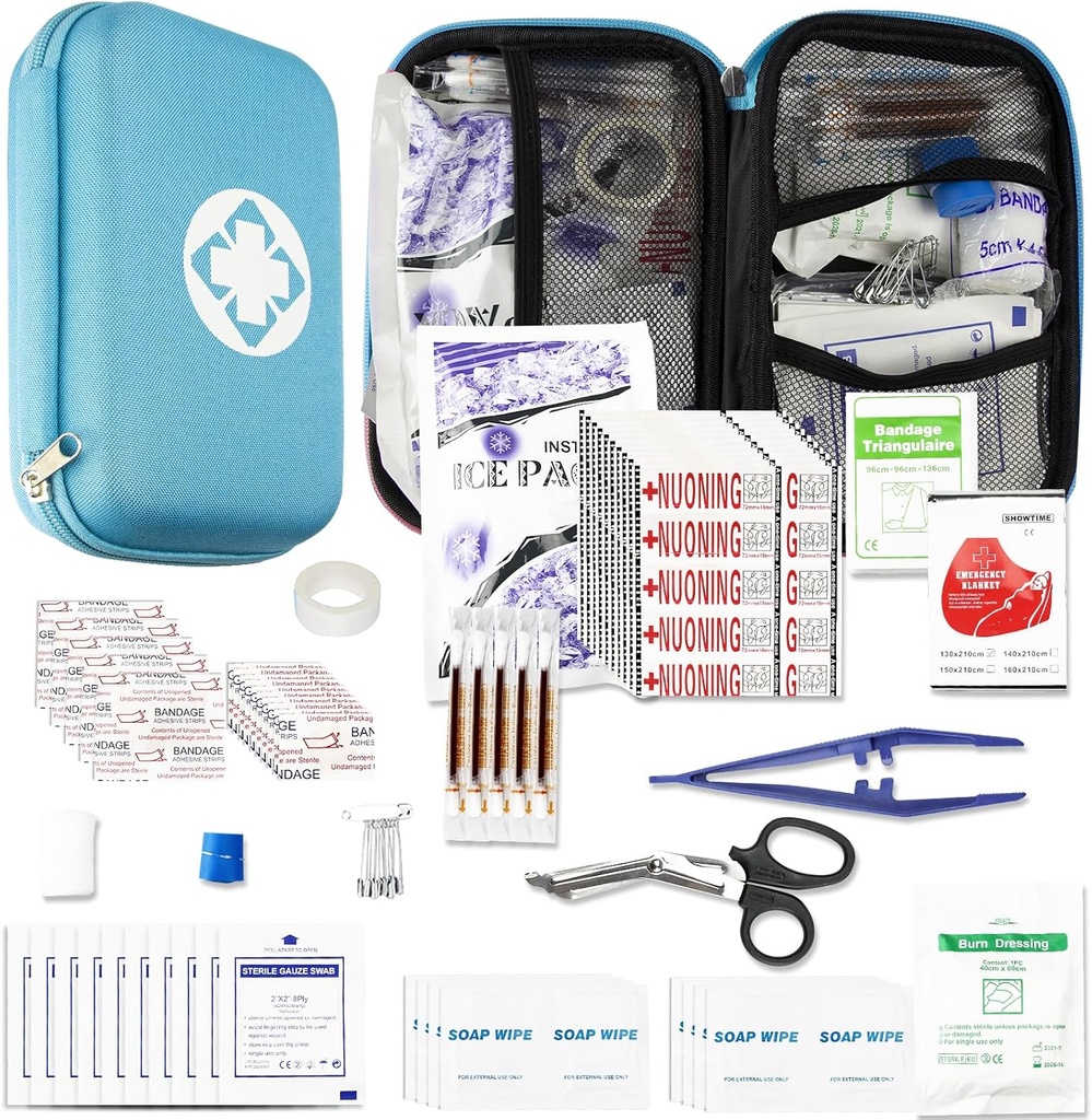Car-Home Survival First-Aid Kit Emergency-Kit - Blue 273Piece Equipment Travel Materials First Aid Set Home Essentials Camping Hiking YIDERBO