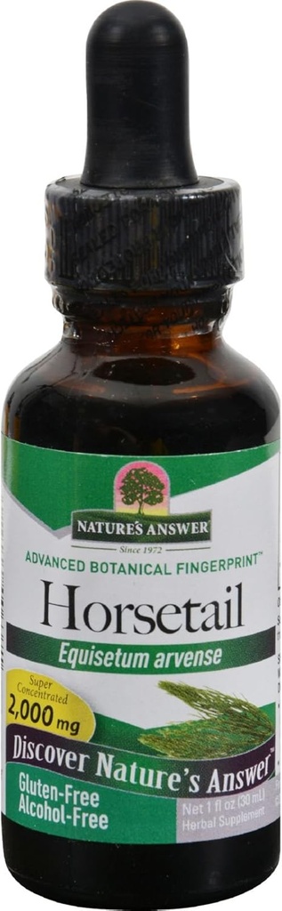 Natures Answer Horsetail Herb Alcohol Free - Προάγει Υγιείς Λίμες και Δέρμα - 2000 mg - Χωρίς Γλουτένη - 1 fl oz (Pack of 2)