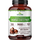 Zazzee Extra Strength Horse Chestnut 10:1 Ekstraksiyon, 3000 mg Güçlü,% 20 Aescins, 4 Ay Supply, 120 Vegan Capsules, Interd and Standardized 10X Extract, All- Natural, Non-GMO, Made in the USA