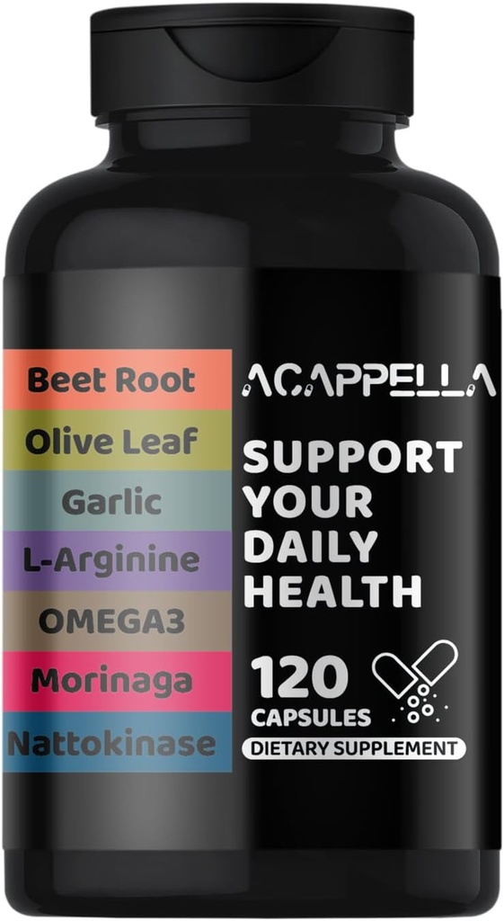 ACAPPELLA Beetroot, Olive Leaf, L, L-Arginine, Omega-3, Morinaga, Nattokinase Supplements, Beetroot Capsules ile Vitamin Kompleksleri (1)
