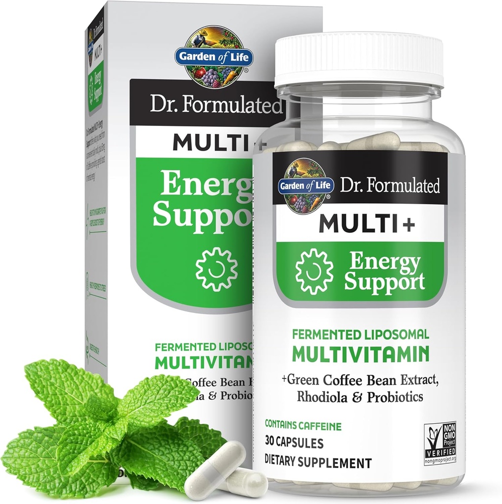 Life Dr. Formulated Multi+ Energy Support: Fermented Liposomal Multivitamin + Green Coffee Bean Extract, Rhodiola & Probiyotiks - Boost Energy, Support Digestion & Immune Health, 30 Capsules