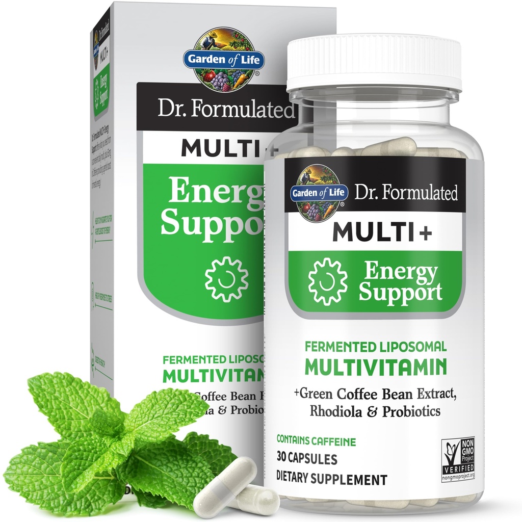 Life Dr. Formulated Multi+ Energy Support: Fermented Liposomal Multivitamin + Green Coffee Bean Extract, Rhodiola & Probiyotiks - Boost Energy, Support Digestion & Immune Health, 30 Capsules