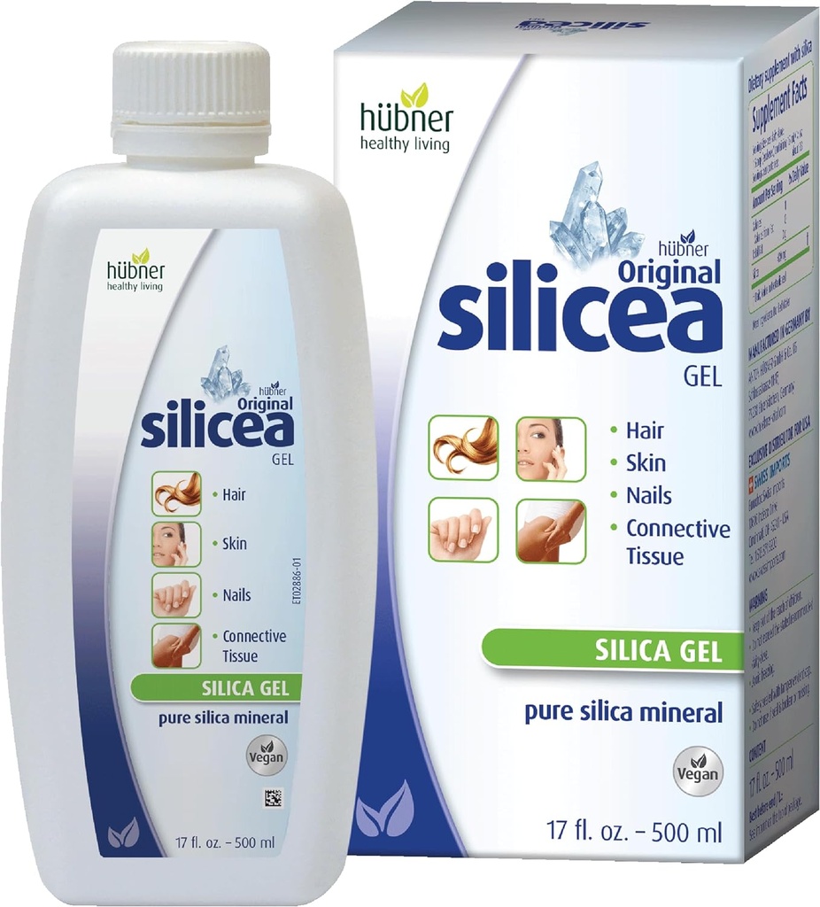 Hubner Original Silicea Gel 17 fl oz / 500 ml Saç, Skin, Nails ve Connective Tound, Pure Colloidal Silica Gel Formula, Hayır Katkıları veya Preservatives
