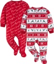 Gerber Unisex Baby Toddler φλόγα ανθεκτικό Fleece Footed Holiday Pajamas 2-πακέτο