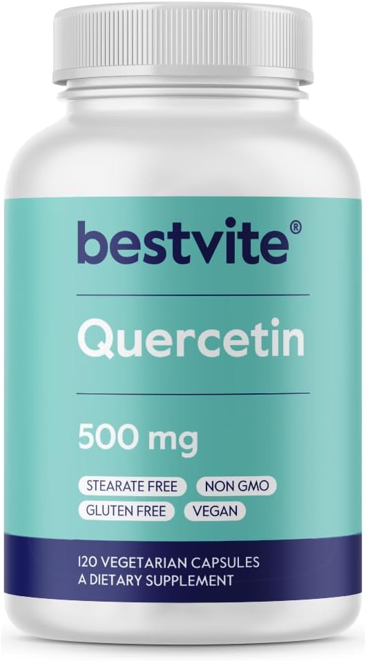 BESTVITE Quercetin 500 mg (120 Vejetaryen Capsules) - No Stearates - No Silikon Dioksi - Vegan - GMO - Gluten Ücretsiz