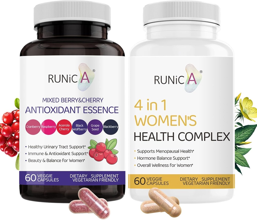 4'te 1 Kadın Menopause Supplement & Karma Berry Cherry Antioksis Supplement Sche - Soy Isoflavones, Cranberry ve More More