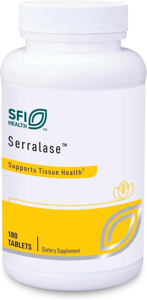 Klaire Labs SFI Health Serralase - Χορτοφαγικό Πρωτολυτικό Ένζυμο Blend με Serratia Peptidase & Bromelain για Digetion, που προέρχεται από την Παπάγια & Ανανά, Hypoallergenic (180 Enteric Coated Tablets)