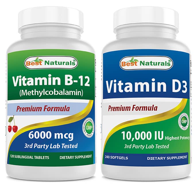 En İyi Doğal Vitamin B12 6000 mcg & Vitamin D3 10000 IU