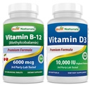 En İyi Doğal Vitamin B12 6000 mcg & Vitamin D3 10000 IU