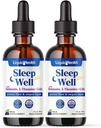 LIQUIDHEALTH Sleep Well Liquid Melatonin, L-Theanine συμπλήρωμα Φυσικό Sleep Aid, Fall Asleep Γρηγορότερα, Stay Asleep Longer - USA Made, Vegan, Sugar Free, Drug Free, Μη-GMO Sleep Spray Drops (2 Pack)