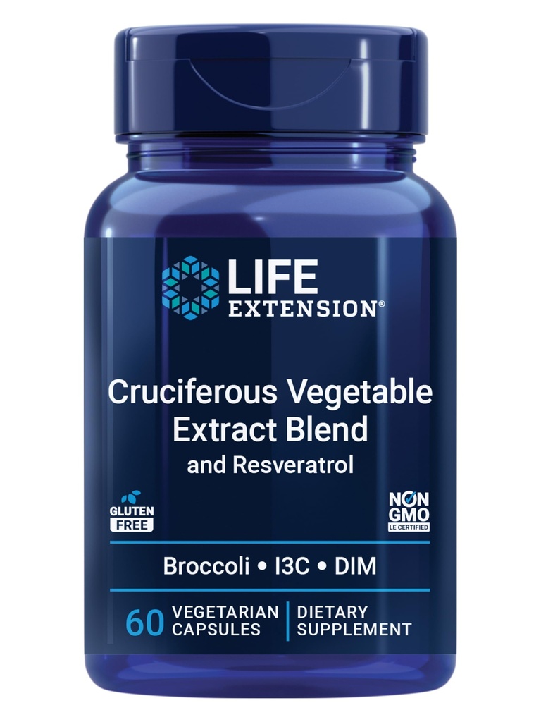 Life Extension Cruciferous Vegetable Extract & Resveratrol, Broccoli, Cabbage, resveratrol, Supports Cellular Protection, Gluten-Free, Non-GMO, Vegetarian, 60 Capsules
