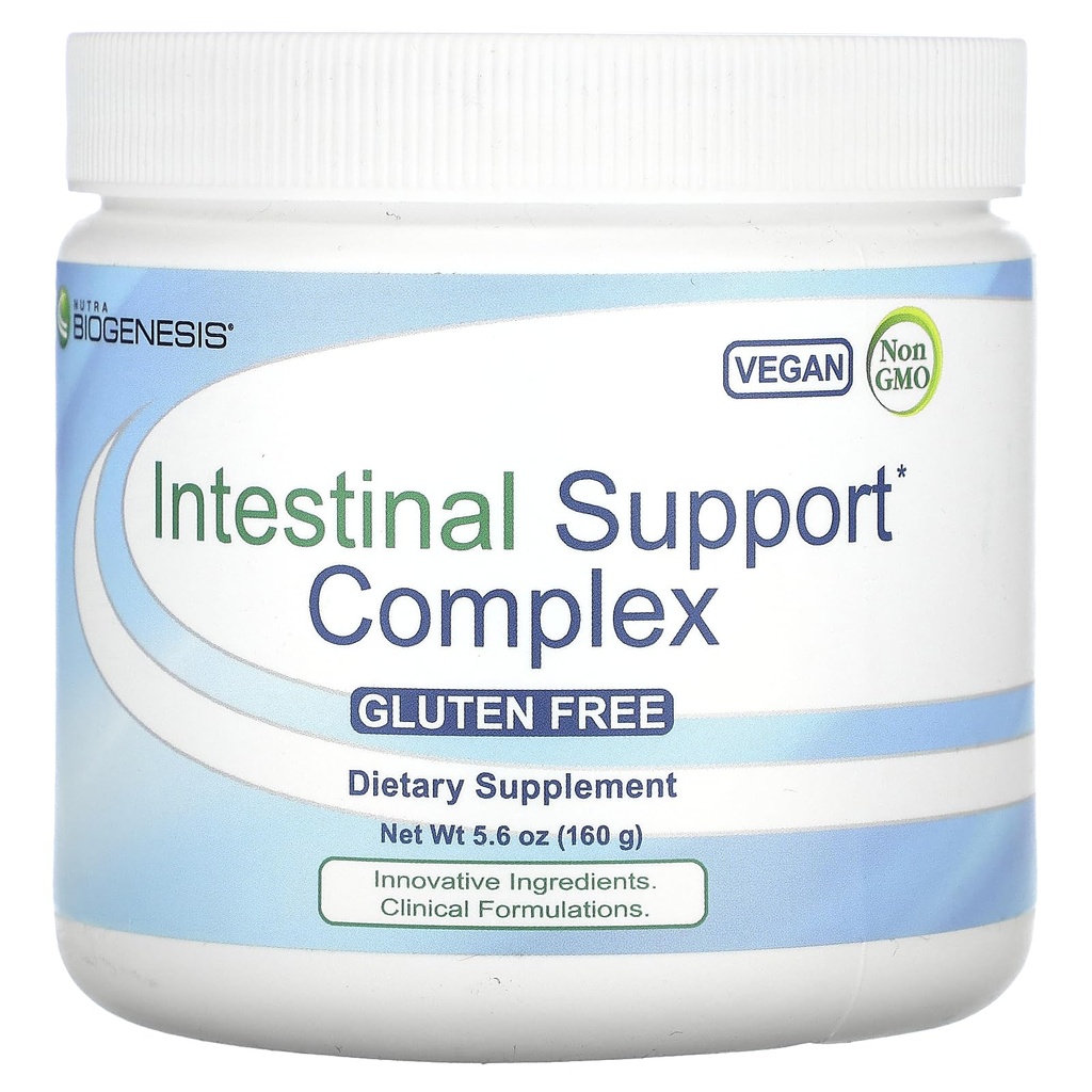 Nutra Biogenesis Intestinal Support Complex - Gut Health Powder, GI Intestinal Supplement for Women & Men, L-Glutamine, Slippery Elm, Marshmallow & Licorice - 5,6 oz (20 Servings)