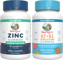 MaryRuth Organics Zinc (Tart Raspberry) & Βιταμίνη K2+D3 Ασβέστιο Gummies (Peach Mango & Apricot) 