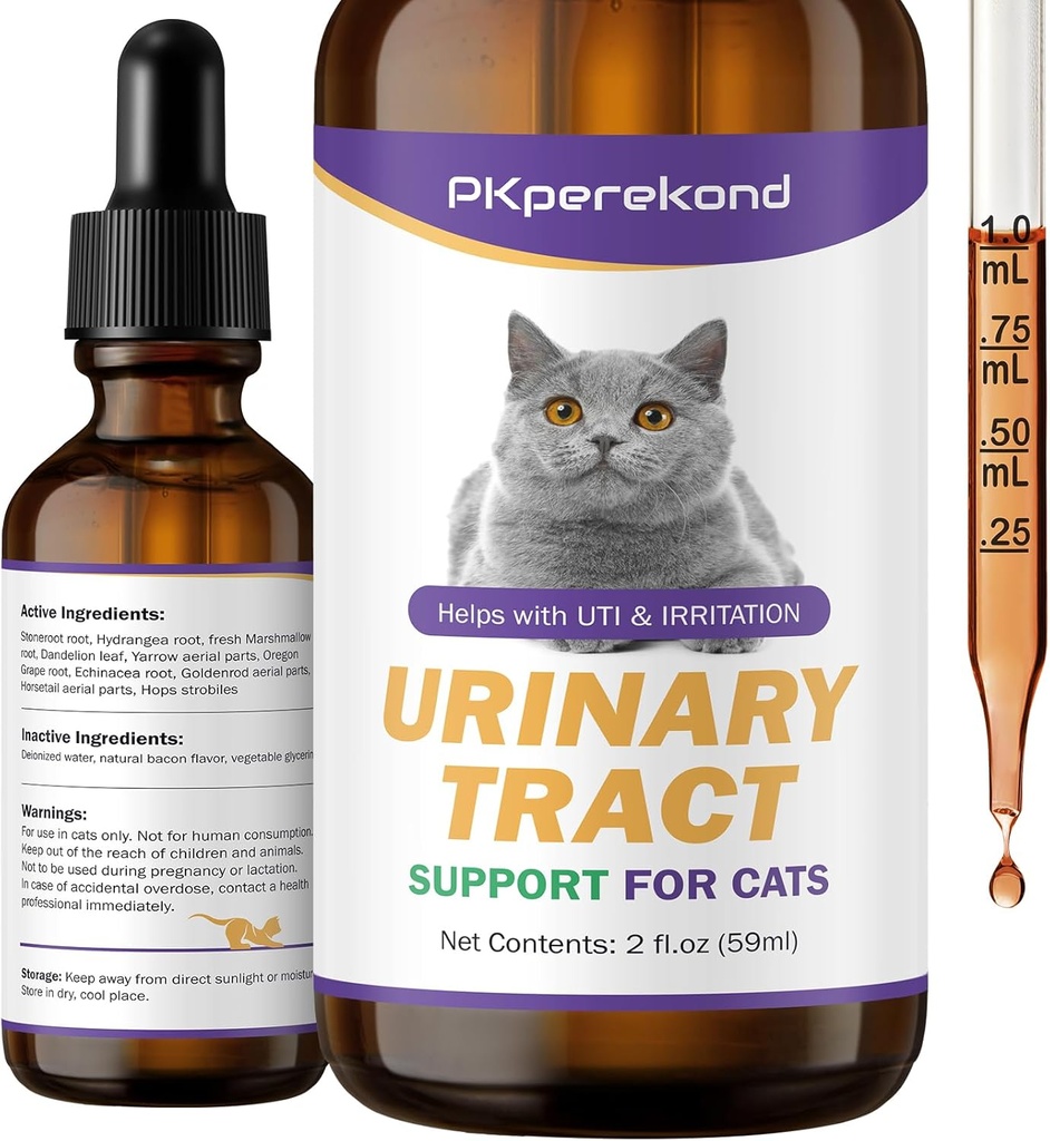 Urinary Tract Support for Cats - UTI Treatment for Cats - Urinary Tract Health, Relieves Urinary Crystals, Kidney and Bladder Support Supplement, 2 oz CATNEW