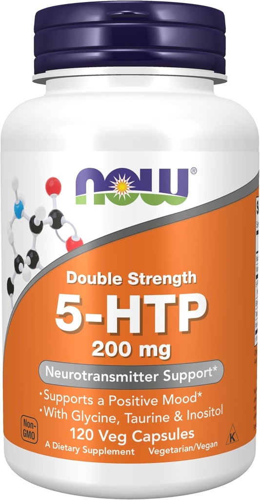 Şimdi Supplements, 5-HTP (5-hidranttryptophan) 200 mg, Double Strength, Neurotransmitter Support*, 120 Veg Capsules
