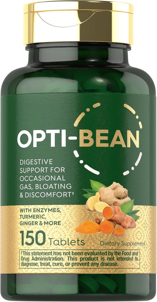 Carlyle Opti-Bean | 150 Tablets | Digestive Support | Gas, Bloating & Discomfort Enzyme Blend | Vegetarian, Non-GMO & Gluten Free Supplement