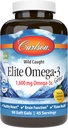 Carlson Elite Omega-3 Gems, 1600 mg Omega-3s with EPA & DHA, Wild-Caught Norveç Fish Oil, Lemon Flavor, 90 Softgels