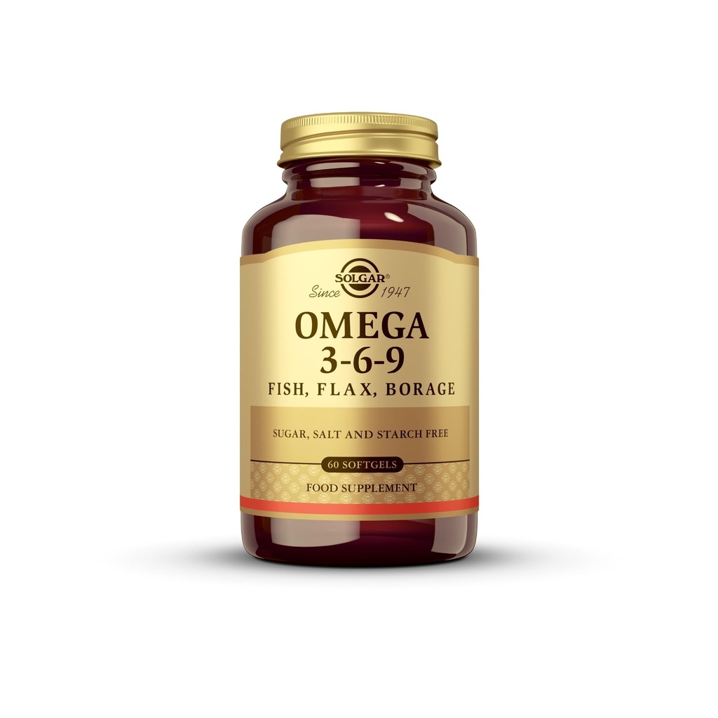 Solgar 1300 mg Ωμέγα 3-6-9-60 Softgels - Υποστήριξη για την Κοινή & Δερματική Υγεία - Μη ΓΤΟ, Χωρίς Γλουτένη - 20 Σερβιέτες