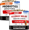 Vet Strength Probiyotiks + Vitamin Relief for Dogs Sche - Chewable Fiber Supplement + Itchy Skin Tedavisi - Digestive Enzymes + Candy - Upset Stomach Relief + Teddy Relief -240 ct - Amerika'da Yapılabilir