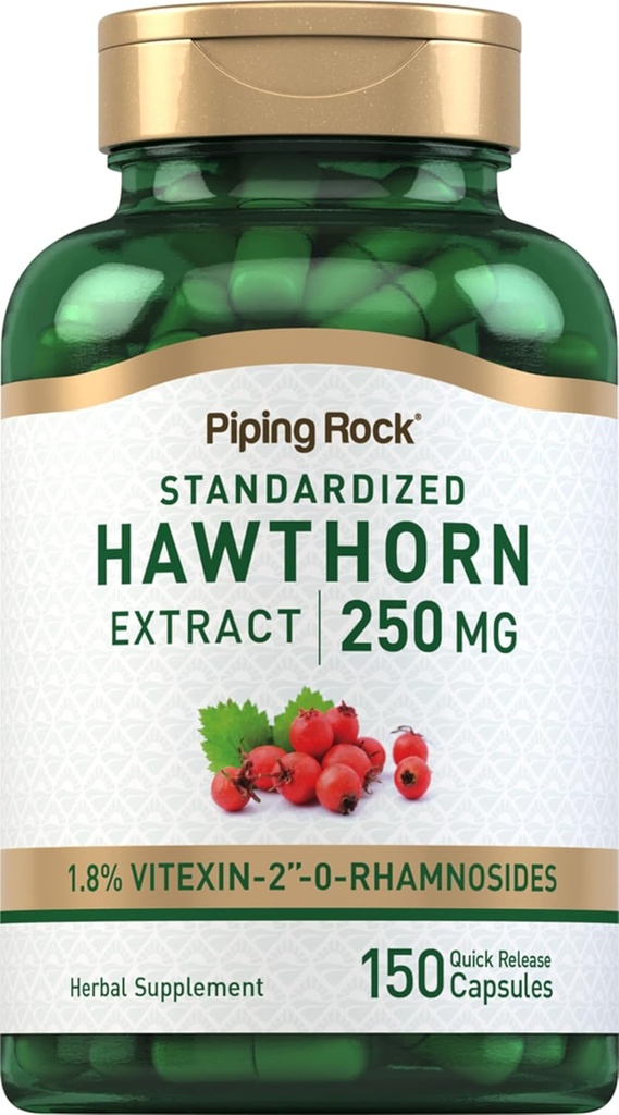 Piping Rock Hawthorn Capsules | 250mg | 150 Pills | Herb Extract Supplement | Non-GMO, Gluten Free