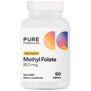 PureFormulas Mefolate 800 mcg – Active B9 (5-MTHF) Cardiovascular, Nerve & Mood Health, Non-GMO Vegetarian Tabletler, 60 Count