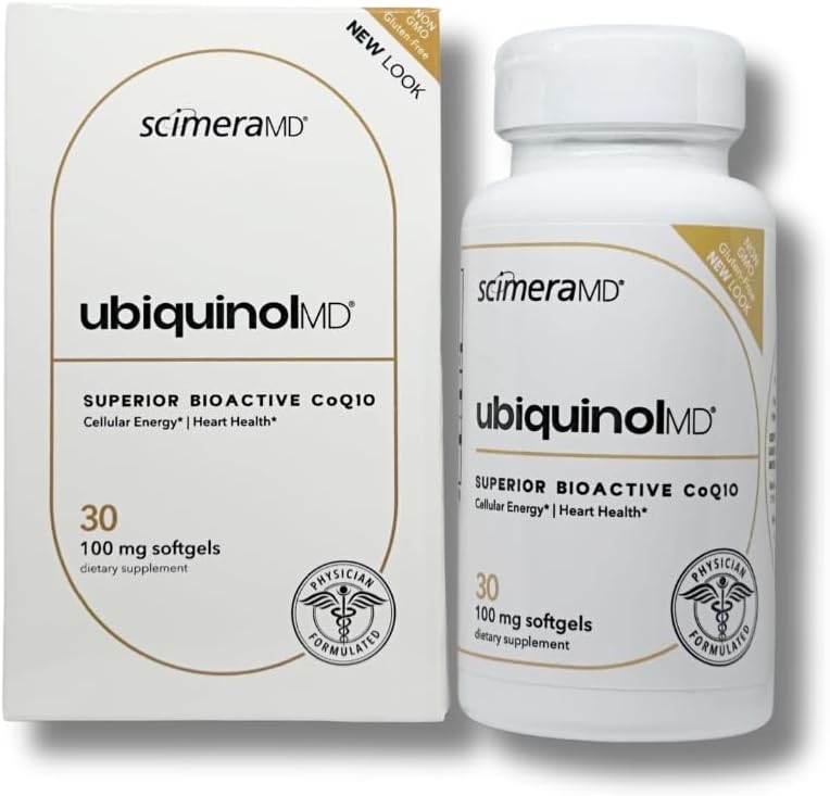 ScimeraMD® Ubiquinol Coenzyme Q10 Kaneka QH Antioxy Supplement for Heart Health and Cellular Energy Production, 30 CT