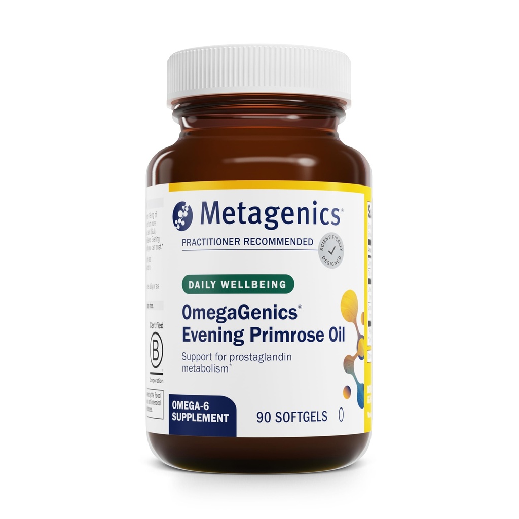 Metagenics OmegaGenics Evening Primrose Oil - 419 mg Omega-6 50 mg GLA - Destekler Skin, Hormonal, PMS, Menopause & Immune Health* - Non-GMO, Gluten-Free - GMP sertifikalı Tesis - 90 Softgels