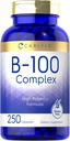 Carlyle B-100 Kompleks Vitamin | 250 Capsules | Non-GMO, Gluten Free Supplement