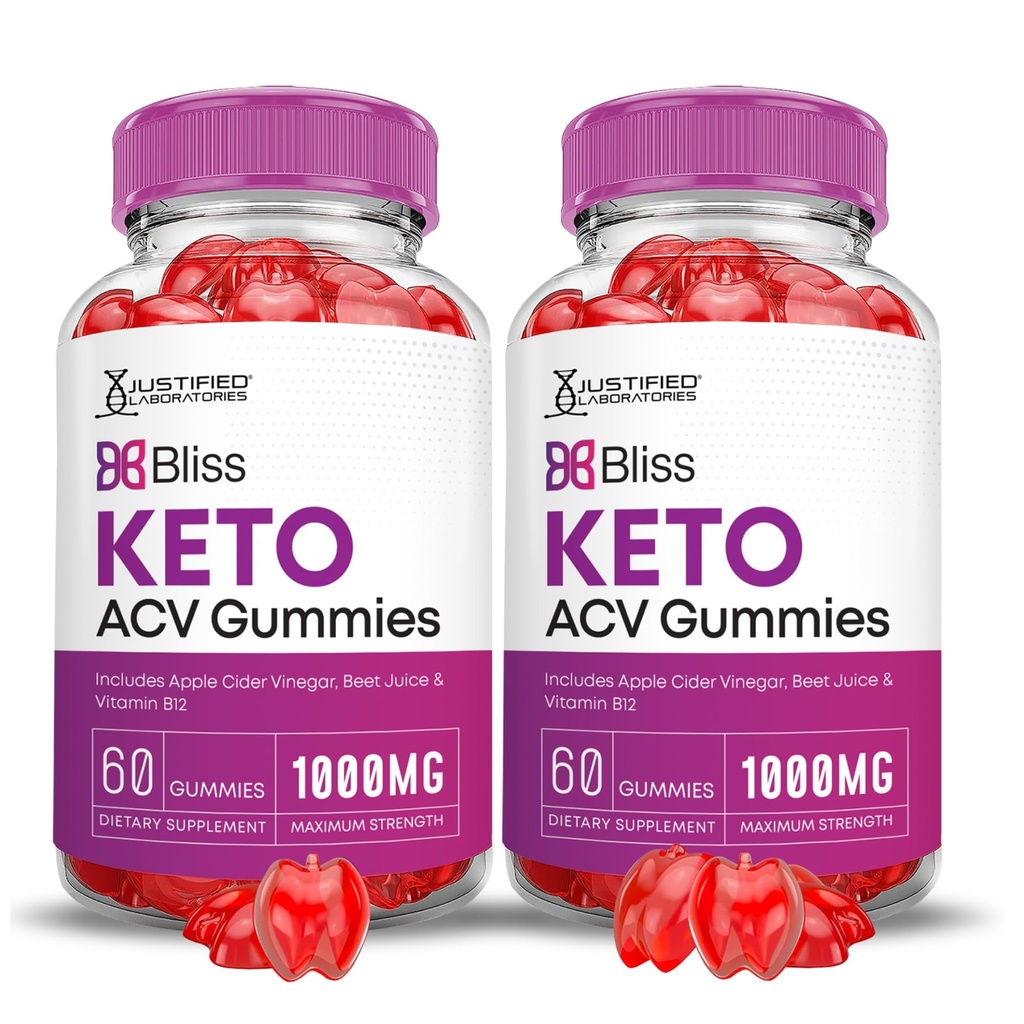 Justified Laboratories (2 Pack Bliss Keto ACV Gummies Advanced Formula 1000MG Bliss Keto Gummies Apple Cider Vinegar Boost Formula B12 Vegan Non GMO 120 Gummys