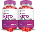Justified Laboratories (2 Pack Bliss Keto ACV Gummies Advanced Formula 1000MG Bliss Keto Gummies Apple Cider Vinegar Boost Formula B12 Vegan Non GMO 120 Gummys