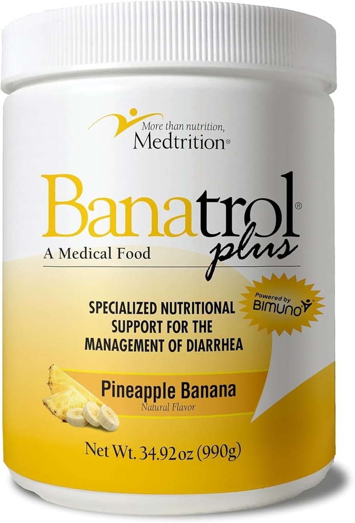 Medtrition Banatrol® Natural Anti-Diarrheal with Prebiyotiks, Relief from Kronik Diarrhea, IBS, Recurring Diarrhea, Klinik olarak Tıbbi Yiyecek Destekledi, Non-Constipating 90 Servisler (Pineapple)