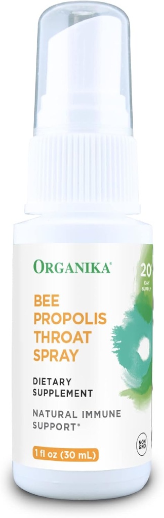 Organika Bee Propolis Σπρέι για Λαρύγγι Thr Φυσική Ανοσοποιητική Υποστήριξη και Ανακούφιση για Πονηρό Λαρύγγι – Χωρίς Γλουτένη, Συμπλήρωμα Αντιοξειδωτικών - Χωρίς Αλκοόλ Υγρό, 1 oz