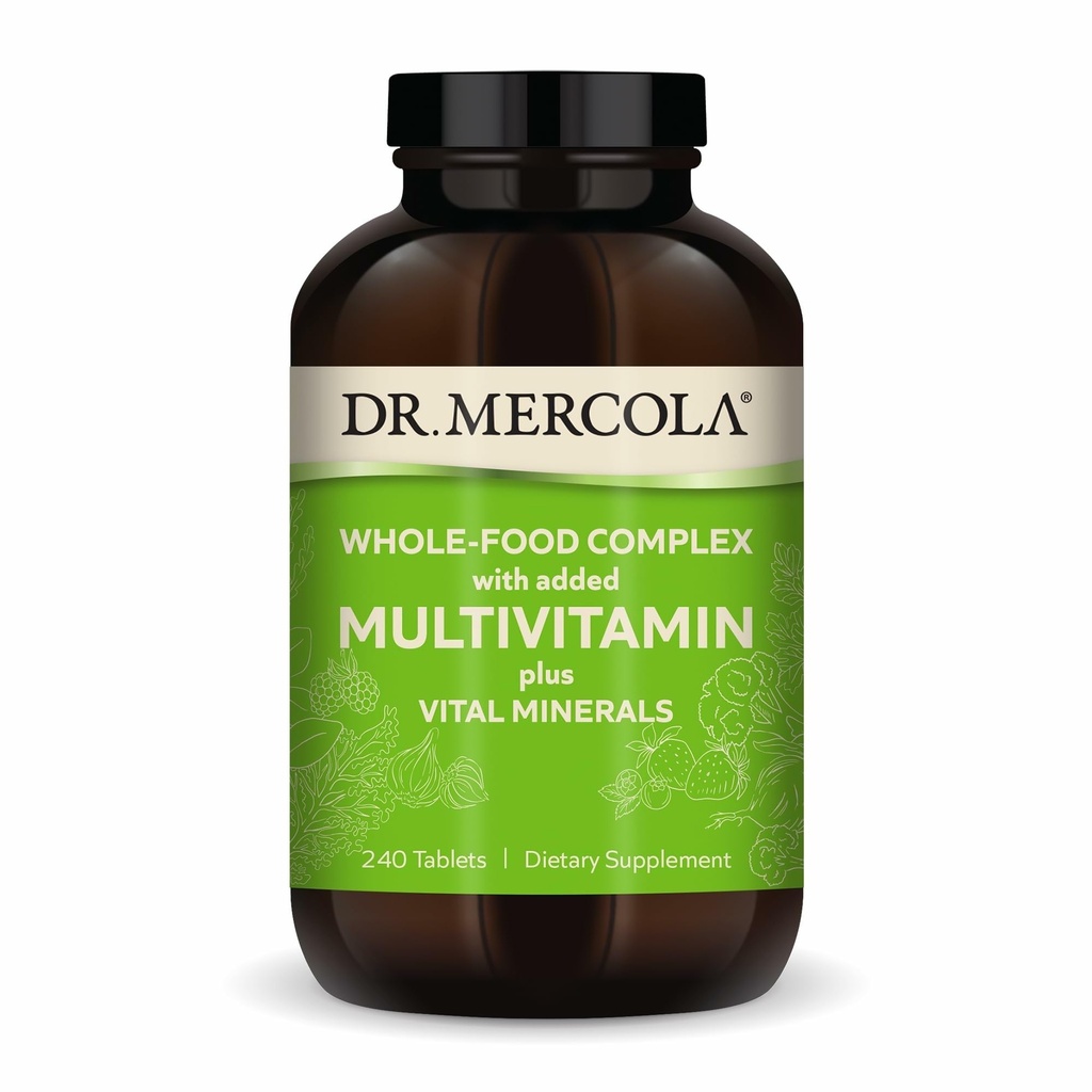 Dr. Mercola Tüm Gıda Kompleksi Multivitamin Plus Vital Minerals, 30 Hizmet (240 Tablet), Diyet Tamam, Destekler Genel Sağlık