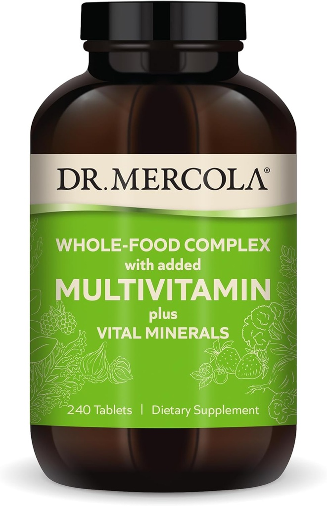 Dr. Mercola Tüm Gıda Kompleksi Multivitamin Plus Vital Minerals, 30 Hizmet (240 Tablet), Diyet Tamam, Destekler Genel Sağlık