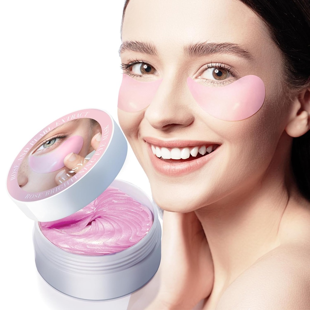 Rose Eye Mask-60 PCS- Under Eye Patches Eye Treatment Mask for Dark Circles Puffy Eyes Eye Bag Fine Lines Anti-Wrinkle with Hyaluronic Acid