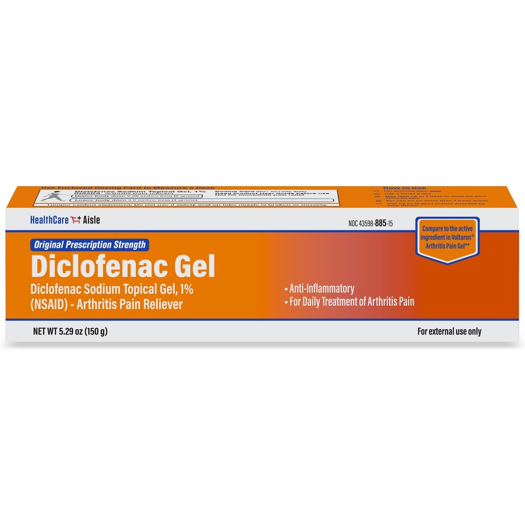 SağlıkCareAisle Diclofenac Gel, %1, Arthritis Pain Relief - 150 g tüpü - Orijinal Prescription Strength (NSAID)