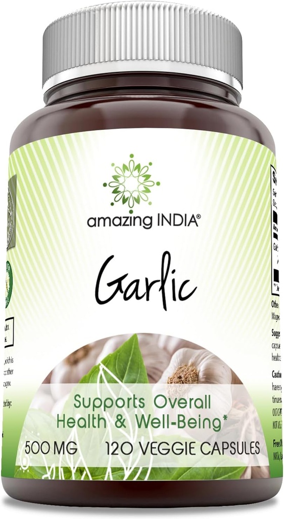 Amazing India σκόρδο 500 mg 120 κάψουλες λαχανικών συμπλήρωμα 
