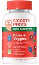 SmartyPants Kids Fiber & Veggies: Prebiyotik Fiber Gummies for Kids, Fiber Supplement with Inulin, Organic Green Veggie Mix, Vegan, Gluten Free, Karma Berry Flavor, 60 Count (30 Day Supply)