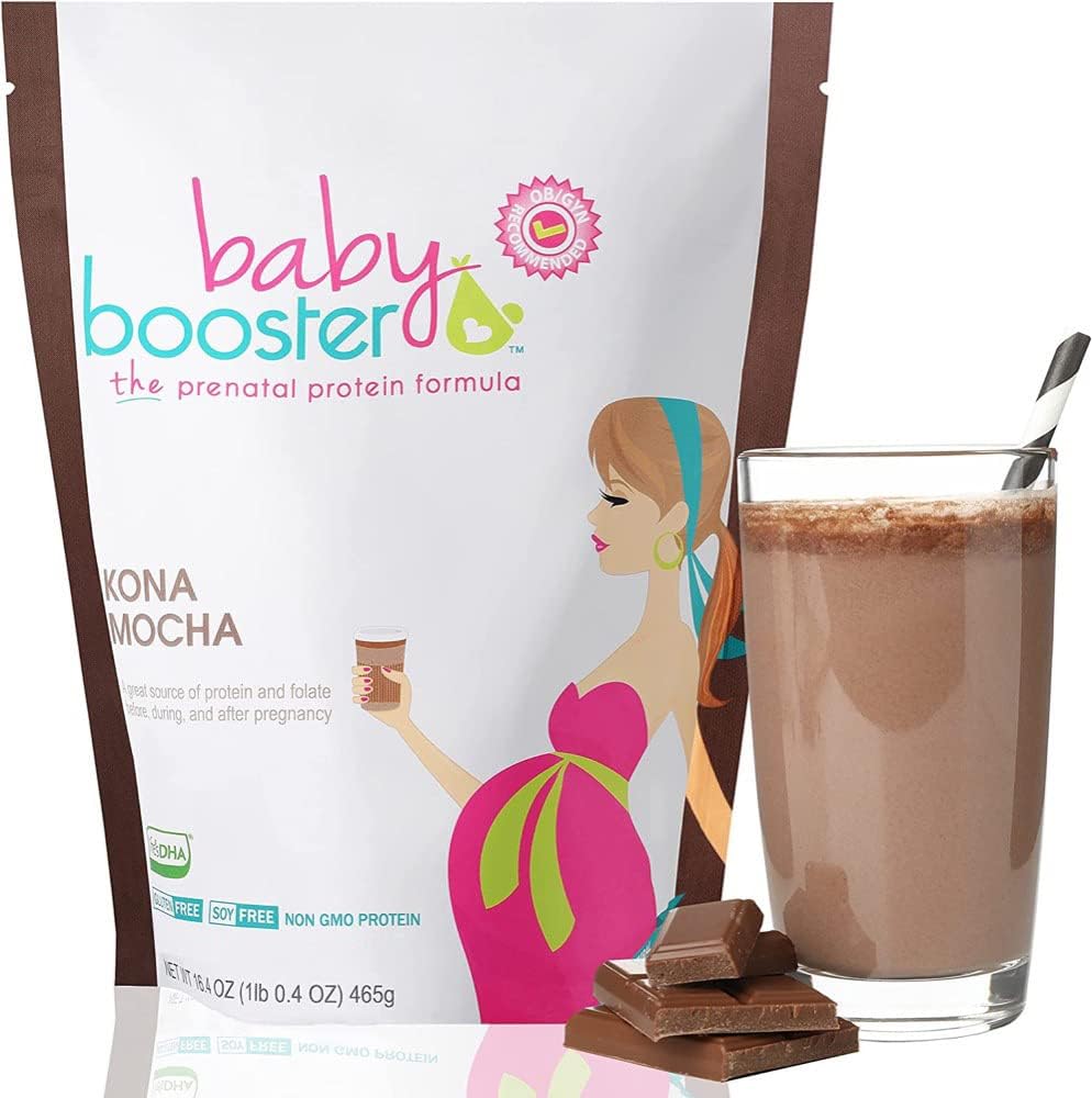 Bebek Çikolatası Mocha Prenatal Vitamin Supplement ve Protein Shake,Caffeine Free,All Natural,Vegetarian DHA,High protein,Methyl Folate,B Vitaminleri, Great for Morning Hastaness,16.4Oz (1.03LB) 465G
