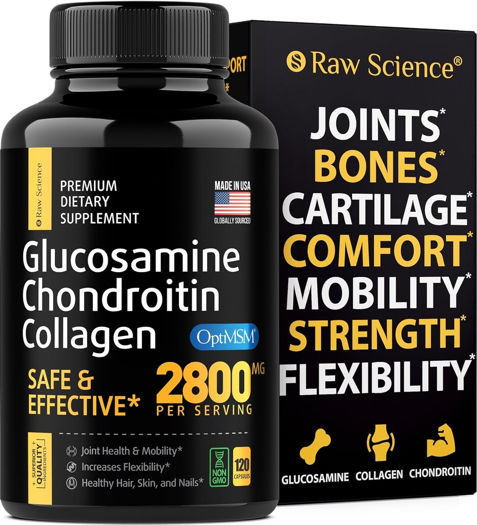 Glucosamin Chondroitin MSM Capsules - Yetişkinler için Ortak Destek Supplement, 2800 mg Triple Strength Vitaminler: Glucosamine HCL, Chondroitin Sulfate with OptiMSM - 120 Capsules Joint Discomfort, 120 Capsules