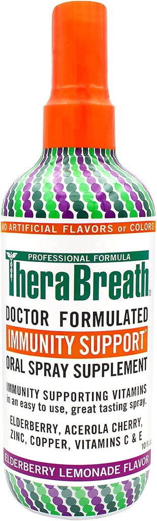 TheraBreath Ανοσία Υποστήριξη Γιατρός Formulated Στοματικό Spray συμπλήρωμα, Λεμονάδα Elderberry, 10 Ουγγιά