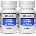 Ferrous Sulfate 325 mg Iron Supplement (2-Pack) | Demir Pilleri | Şişe başına 100 Demir Tablet, 2-Pack