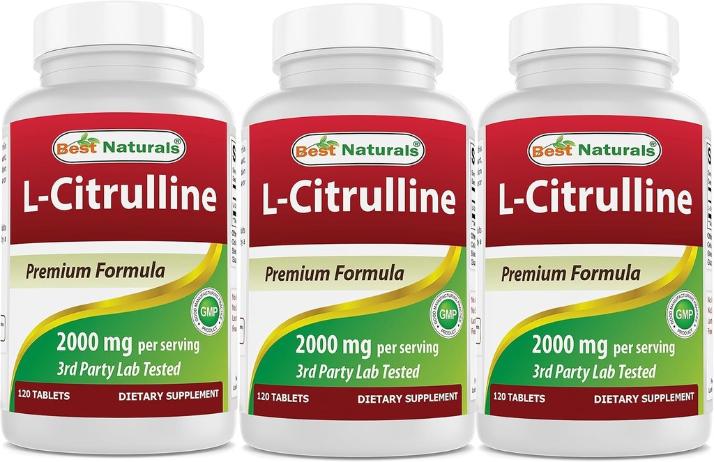 En İyi Doğallar L-Citrulline 2000 mg/Serving - Non-GMO - Gluten Free - 120 Tablet (120 Kont (Pack of 3))