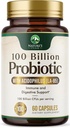 Probiotics 100 Δισεκατομμύρια CFU - 16 Probiotic Strains with Prebiotics - Υποστηρίζει την ανοσοποίηση, την υγεία των ούρων, την PH, την περιστασιακή δυσκοιλιότητα, το αέριο & το αίμα - Συμπλήρωμα για γυναίκες & άνδρες, Ράφι σταθερό - 60 κάψουλες