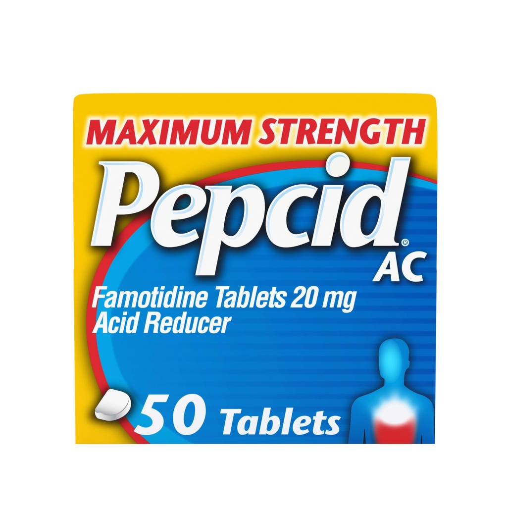 Pepcid AC maximum Strength Heartburn Relief Tabletleri, OTC Tıp Önlemler ve Relieves Kalpburnu Asit Indigestion & Sour Stomach, 20 mg Famotidine Acid Picture, Fast-Acting, 50 ct