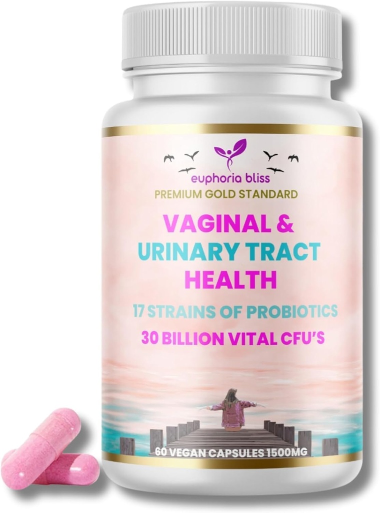 Kadın pH Dengesi, Prebiyotiks & Probiyotik Mix, Natural Vaginal Health & Urinary Tract Supplement with Cranberry, Garlic & More, For Health Vaginal Flora & Odor, 60 Vegan Caps