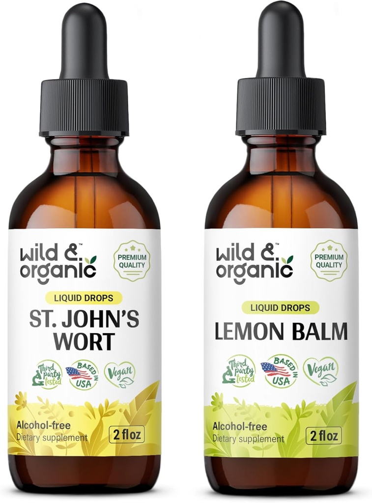 Άγρια & οργανικά St John's Wort Βάμμα 2 fl oz & Lemon Balm Βάμμα 2 fl oz