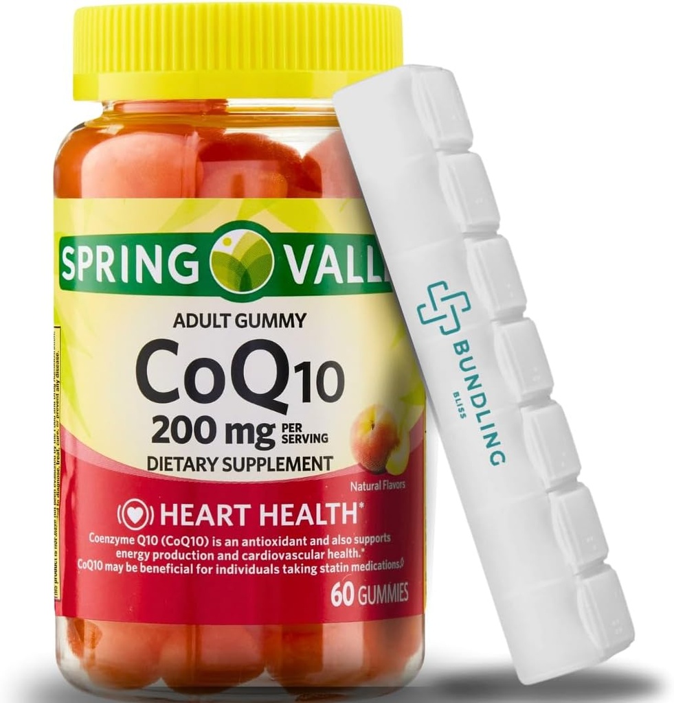 Spring Valley CoQ10 200 mg Gummies, Diyet Tamam, 60 Kont 7 Day Pill Organizer Dahil - 1 Pack